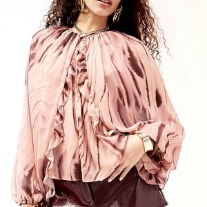 NWT ASOS DESIGN Ruffle Detail Cape Sleeve Chiffon Top Size 14